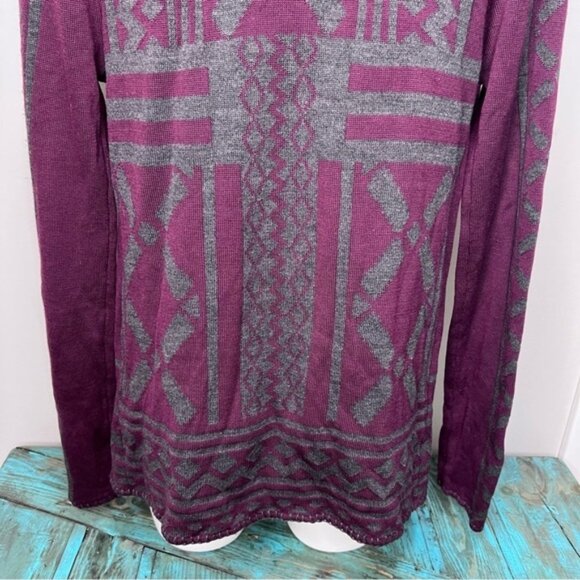 Melissa Nepton Burgundy Grey Cardigan Sweater Open Front Drape - Picture 12 of 12